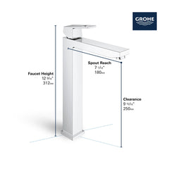 GROHE GROHE 23671000 Eurocube Single Handle Monoblock Vessel Filler Bathroom Sink Faucet 1.2 GPM