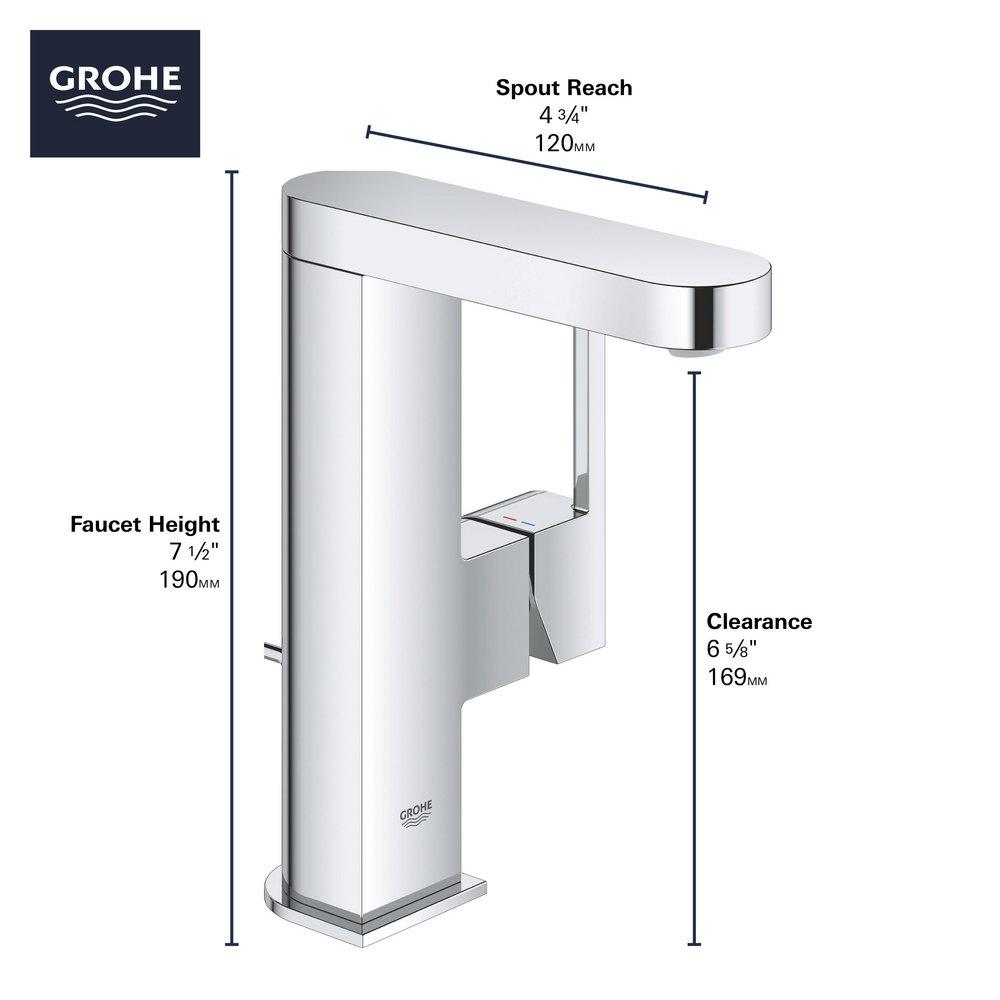GROHE GROHE 23956003 Plus Single Handle Monoblock Bathroom Sink Faucet in StarLight® Chrome