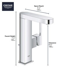 GROHE GROHE 23956003 Plus Single Handle Monoblock Bathroom Sink Faucet in StarLight® Chrome