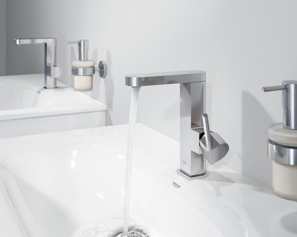 GROHE GROHE 23956003 Plus Single Handle Monoblock Bathroom Sink Faucet in StarLight® Chrome