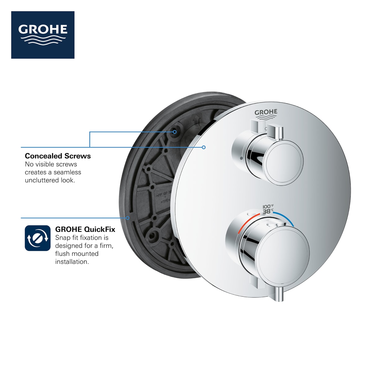 GROHE GROHE 24133EN0 Grohtherm® Two Handle Thermostatic Valve Trim in Brushed Nickel