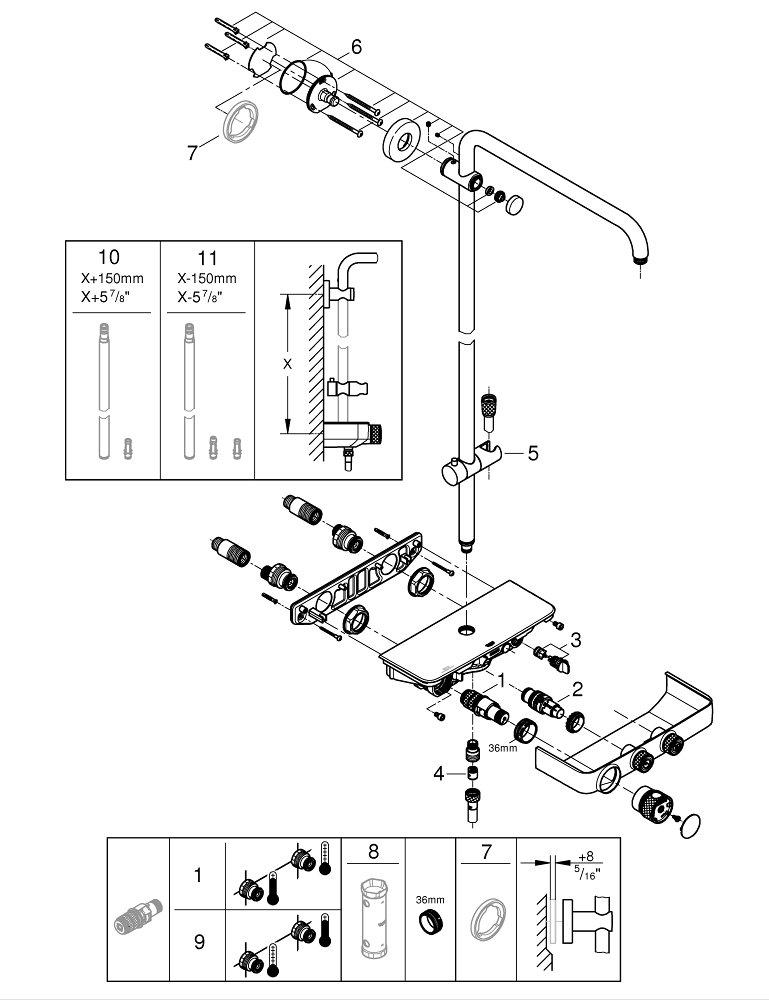 GROHE GROHE 26511000 Euphoria Single Handle Smart Control Mono Shower System 1.8 Each