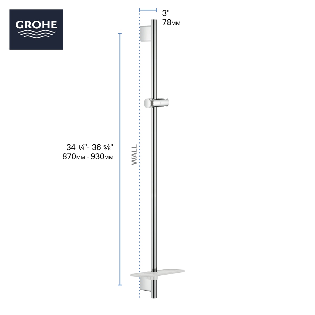 GROHE Grohe 26603000 36 Shower Slide Bar in GROHE CHROME