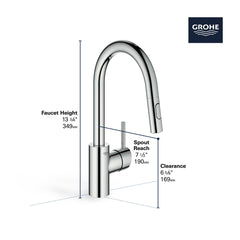 GROHE Grohe 31479DC1 Concetto Single-Handle Kitchen Faucet, SuperSteel InfinityFinish