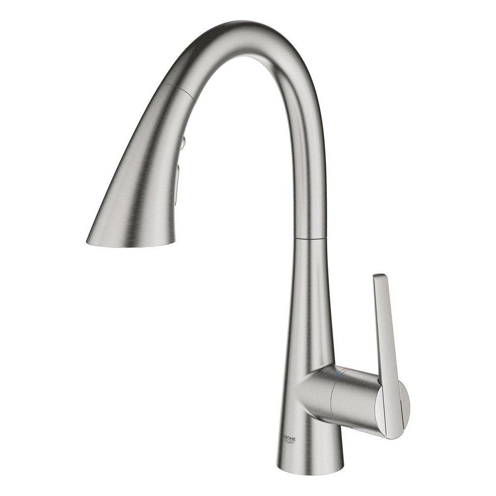 GROHE Grohe 30368DC2 Zedra Single Handle Pull Down Bar Faucet in SuperSteel Infinity