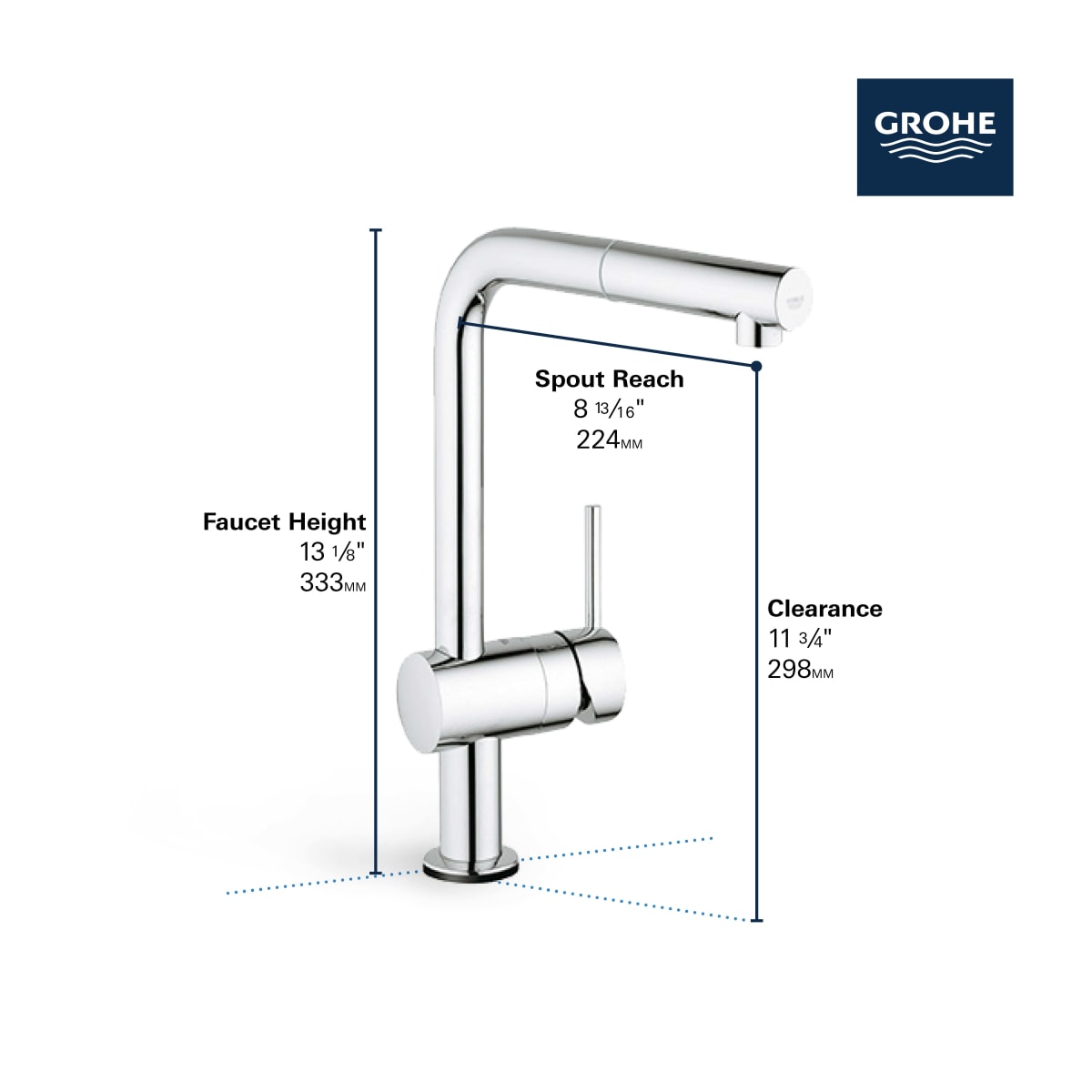 GROHE GROHE 30218DC1 Minta Touch Single Handle Pull Out Kitchen Faucet with Touch Activation in SuperSteel Infinity