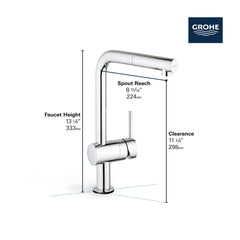 GROHE GROHE 30218DC1 Minta Touch Single Handle Pull Out Kitchen Faucet with Touch Activation in SuperSteel Infinity