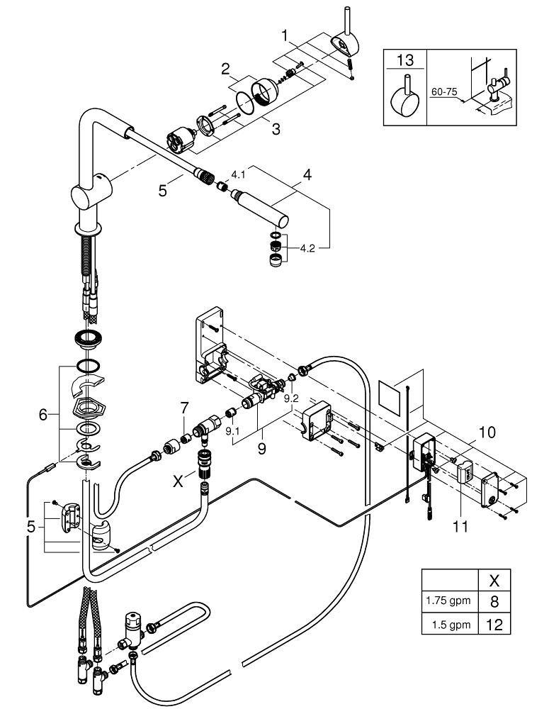 GROHE GROHE 30218001 Minta Touch Single Handle Pull Out Kitchen Faucet with Touch Activation