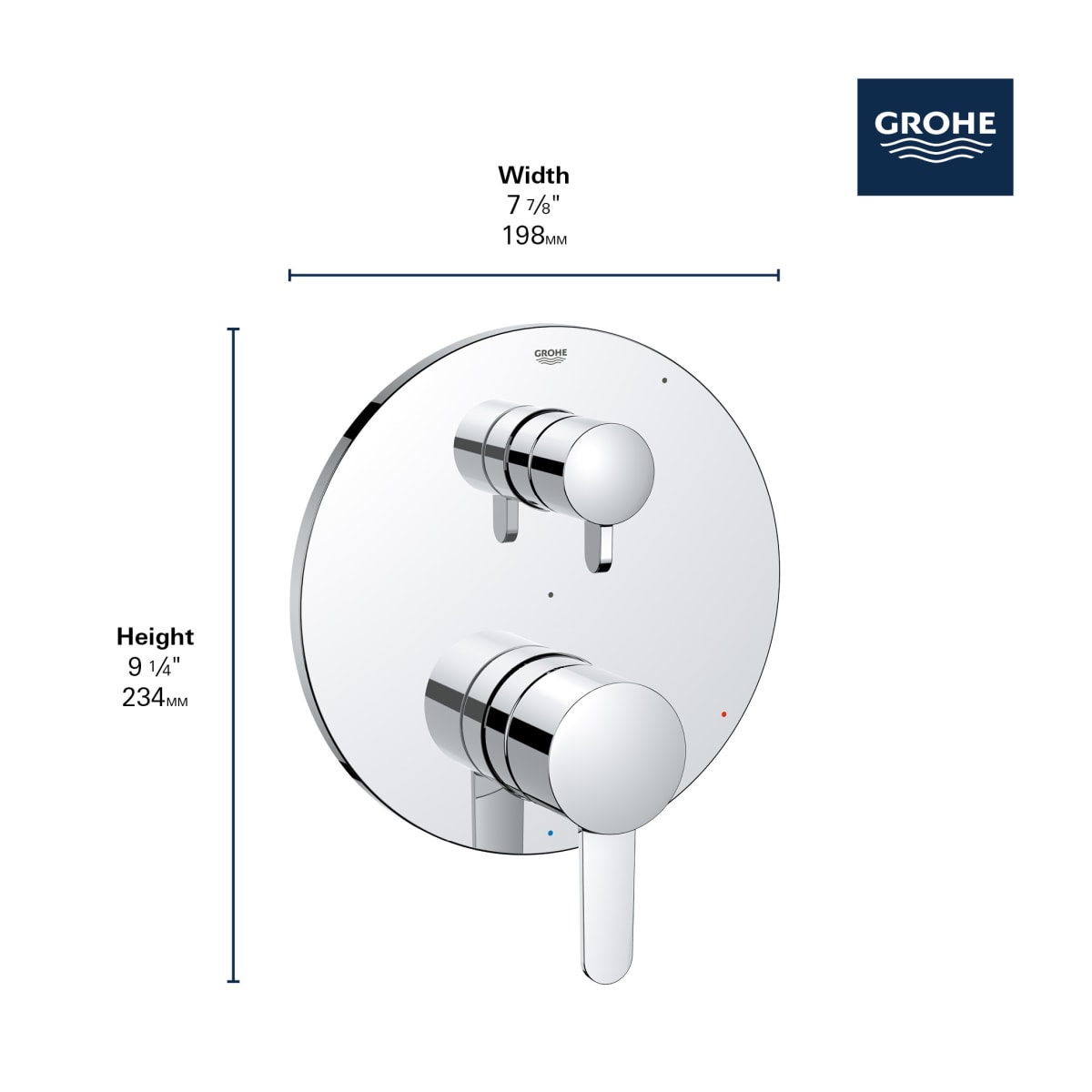 GROHE Grohe 29434000 Cosmopolitan Pressure Balance Valve Trim with 2-Way Diverter with Cartridge in Grohe Chrome