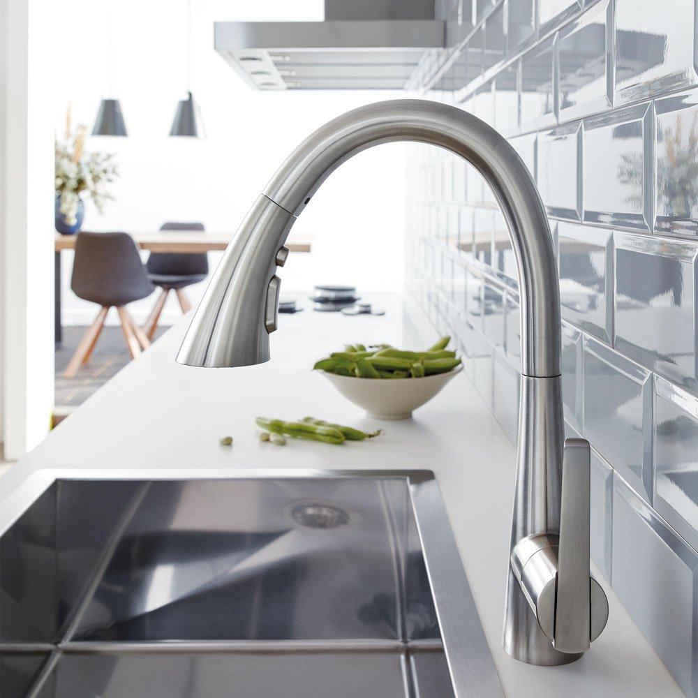 GROHE GROHE 32298DC3 Zedra Single Handle Pull Down Kitchen Faucet 1.75 GPM SuperSteel Infinity