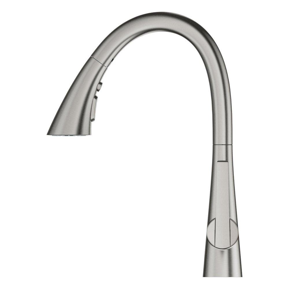 GROHE GROHE 32298DC3 Zedra Single Handle Pull Down Kitchen Faucet 1.75 GPM SuperSteel Infinity