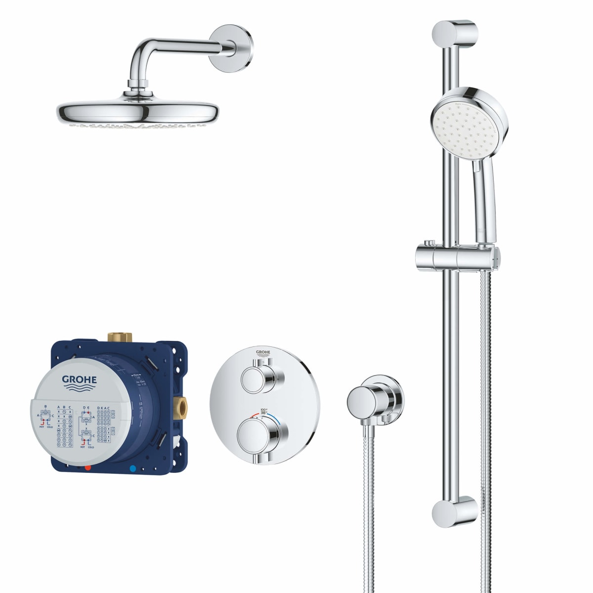GROHE GROHE 34745000 Grohtherm Two Handle Single Shower System in Chrome