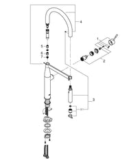 GROHE GROHE 30295000 Essence Professional Single Handle Pull Down Kitchen Faucet in StarLight Chrome