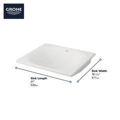 GROHE Grohe 39660000 Under Counter 21 Bathroom Sink in Grohe Alpine White