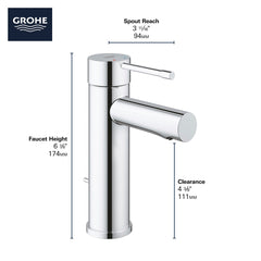 GROHE GROHE 322162431 Essence Single Handle Centerset Bathroom Sink Faucet in Matte Black