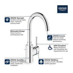 GROHE Grohe 32138EN2 Concetto Single Handle Monoblock Bathroom Sink Faucet in Brushed Nickel Infinity Finish