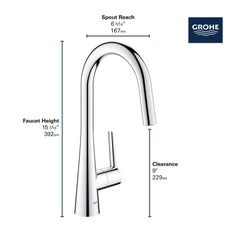 GROHE Grohe 32283003 Single-Handle Pull Down Dual Spray Prep Faucet 1.75 GPM