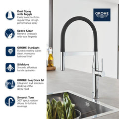 GROHE GROHE 30295GN0 Essence New Single Handle Pull Out Kitchen Faucet in Sunrise
