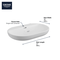 GROHE Grohe 39669000 Wall Mount 27 Bathroom Sink 1-Hole in GROHE ALPINE WHITE