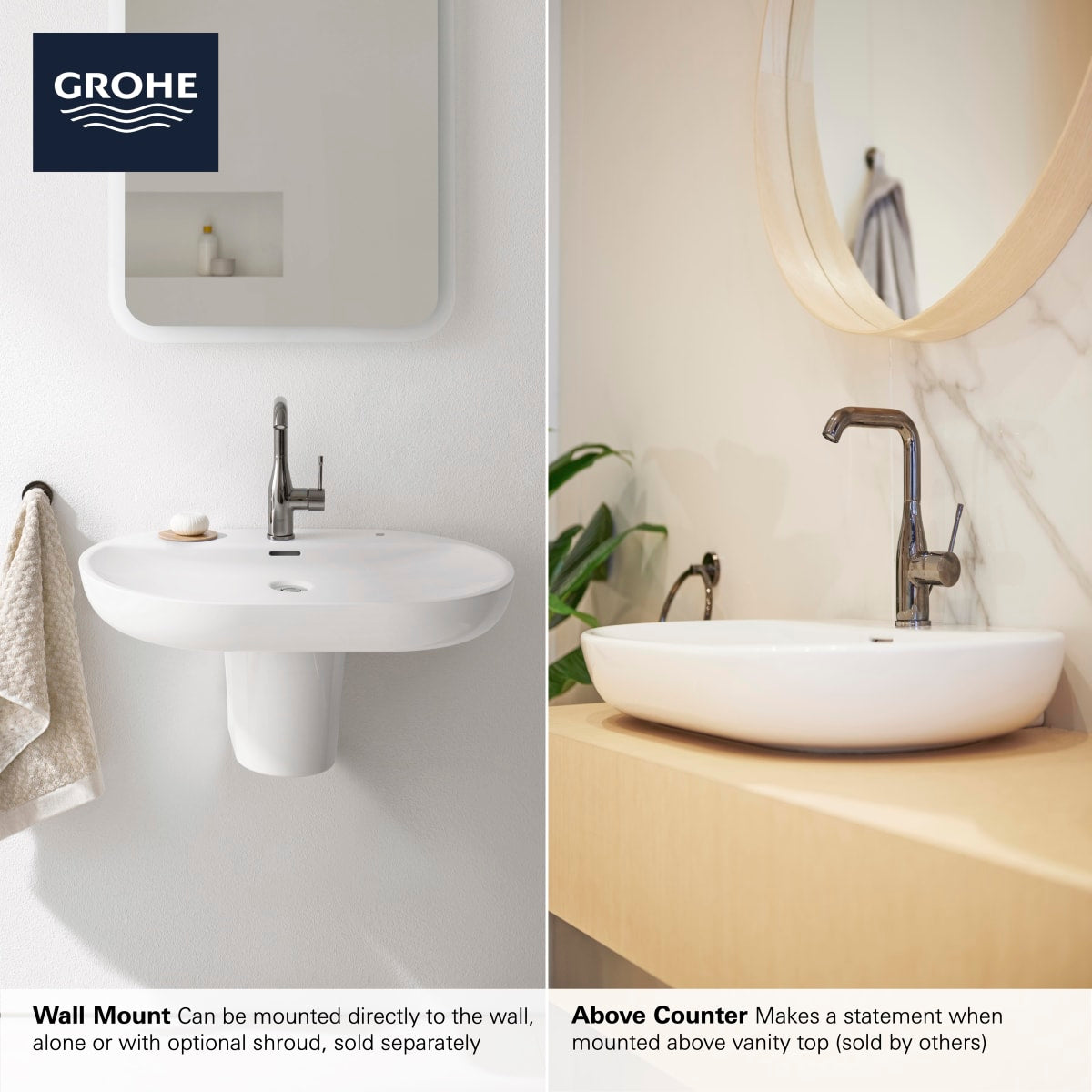 GROHE Grohe 39669000 Wall Mount 27 Bathroom Sink 1-Hole in GROHE ALPINE WHITE