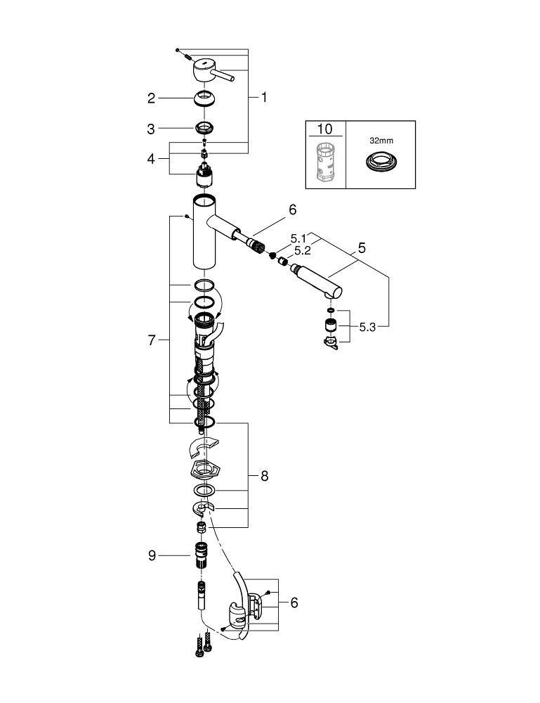 GROHE GROHE 31453DC1 Concetto Single Handle Pull Out Kitchen Faucet in SuperSteel Infinity