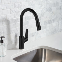 HANSGROHE Hansgrohe 71800671 Focus N HighArc Kitchen Faucet, 2-Spray Pull-Down, 1.75 GPM in Matte Black