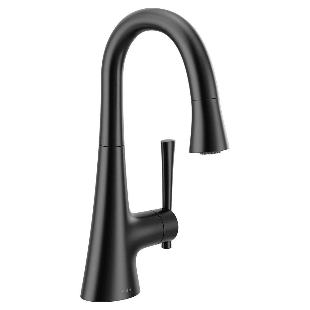 MOEN Moen 6126BL Kurv Single Handle Pull Down Bar Faucet in Matte Black