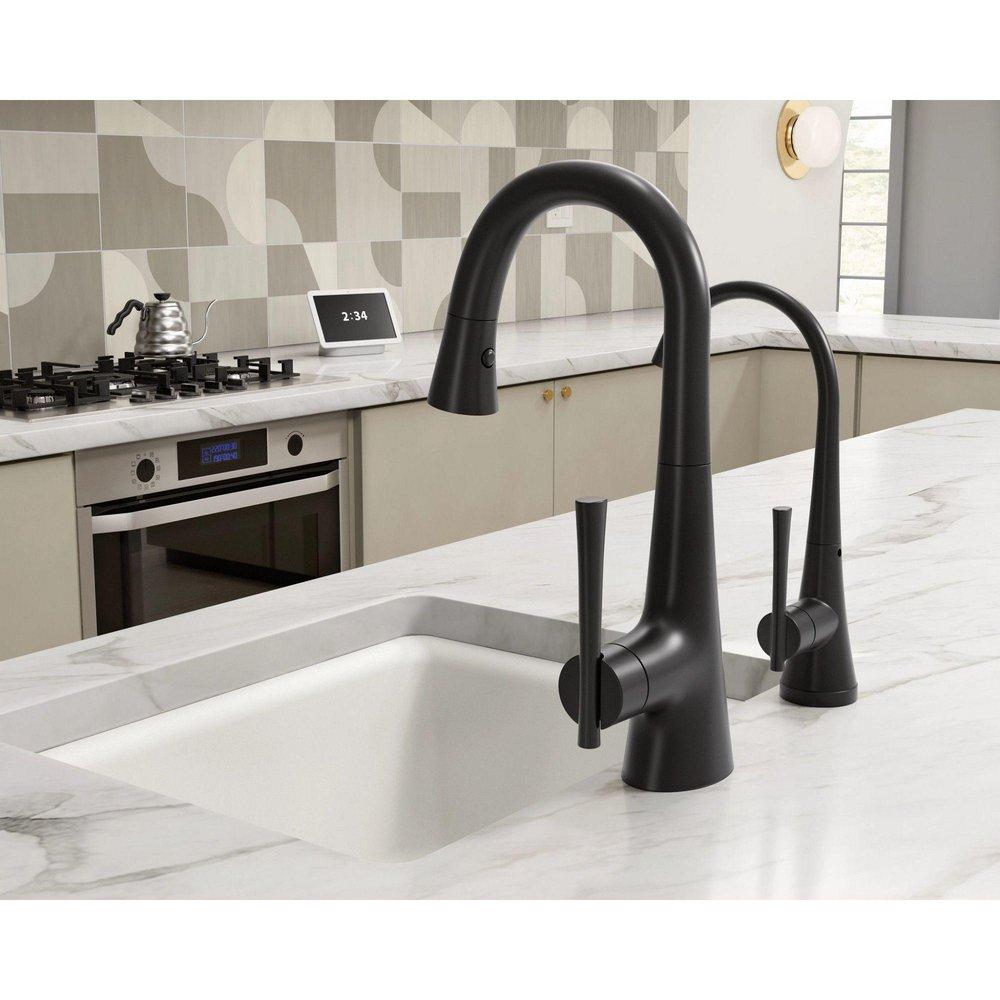 MOEN Moen 6126BL Kurv Single Handle Pull Down Bar Faucet in Matte Black