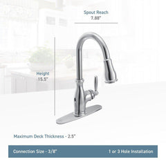 MOEN Moen 7185EWORB Brantford Single Handle Pull Down Touchless Kitchen Faucet in Oil Rubbed Bronze