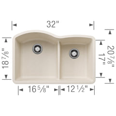 BLANCO Blanco 443065 Diamond 1-3/4 Double Bowl Kitchen Sink with Low Divide - Soft White