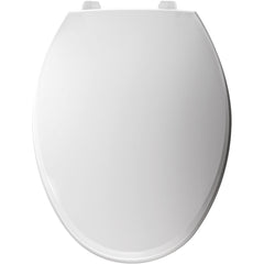 BEMIS Bemis 7650TDG000 Elongated Open Front With Cover Hospitality Plastic Toilet Seat in White with STA-TITE Commercial Fastening System and DuraGuard