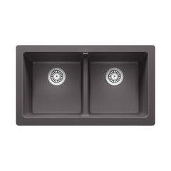 BLANCO Blanco 526548 Vintera 32-13/16 x 19 in. No Hole Granite Composite Double Bowl Farmhouse Kitchen Sink in Cinder