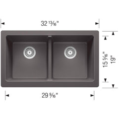 BLANCO Blanco 526548 Vintera 32-13/16 x 19 in. No Hole Granite Composite Double Bowl Farmhouse Kitchen Sink in Cinder