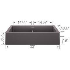 BLANCO Blanco 526548 Vintera 32-13/16 x 19 in. No Hole Granite Composite Double Bowl Farmhouse Kitchen Sink in Cinder