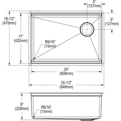 ELKAY Elkay ECTRU24169RTWC Crosstown 18 Gauge Workstation Stainless Steel (25-1/2 x 18-1/2 x 9) Sink Kit