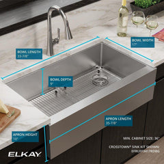 ELKAY Elkay EFRUFF3417RDBG Crosstown 35-7/8 x 20-1/4 in. Stainless Steel Single Bowl Farmhouse Kitchen Sink