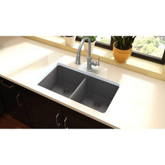 ELKAY Elkay ELGU3322GS0 Quartz Classic 33 x 18-1/2 x 9-1/2 Equal Double Bowl Undermount Sink Greystone