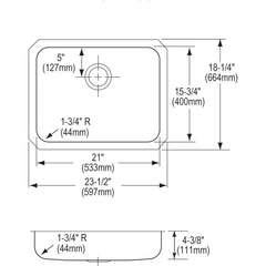 ELKAY Elkay ELUHAD211545 Lustertone 23-1/2 x 18-1/4 No Hole Stainless Steel Single Bowl Undermount Kitchen Sink