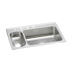 ELKAY Elkay LMR33224 Lustertone Classic Stainless Steel 33 x 22 x 7-7/8 4-Hole 30/70 Double Bowl Drop-in Sink