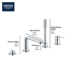 GROHE Grohe 19577EN1 4-Hole Single-Handle Deck Mount Roman Tub Faucet with 1.75 GPM Hand Shower