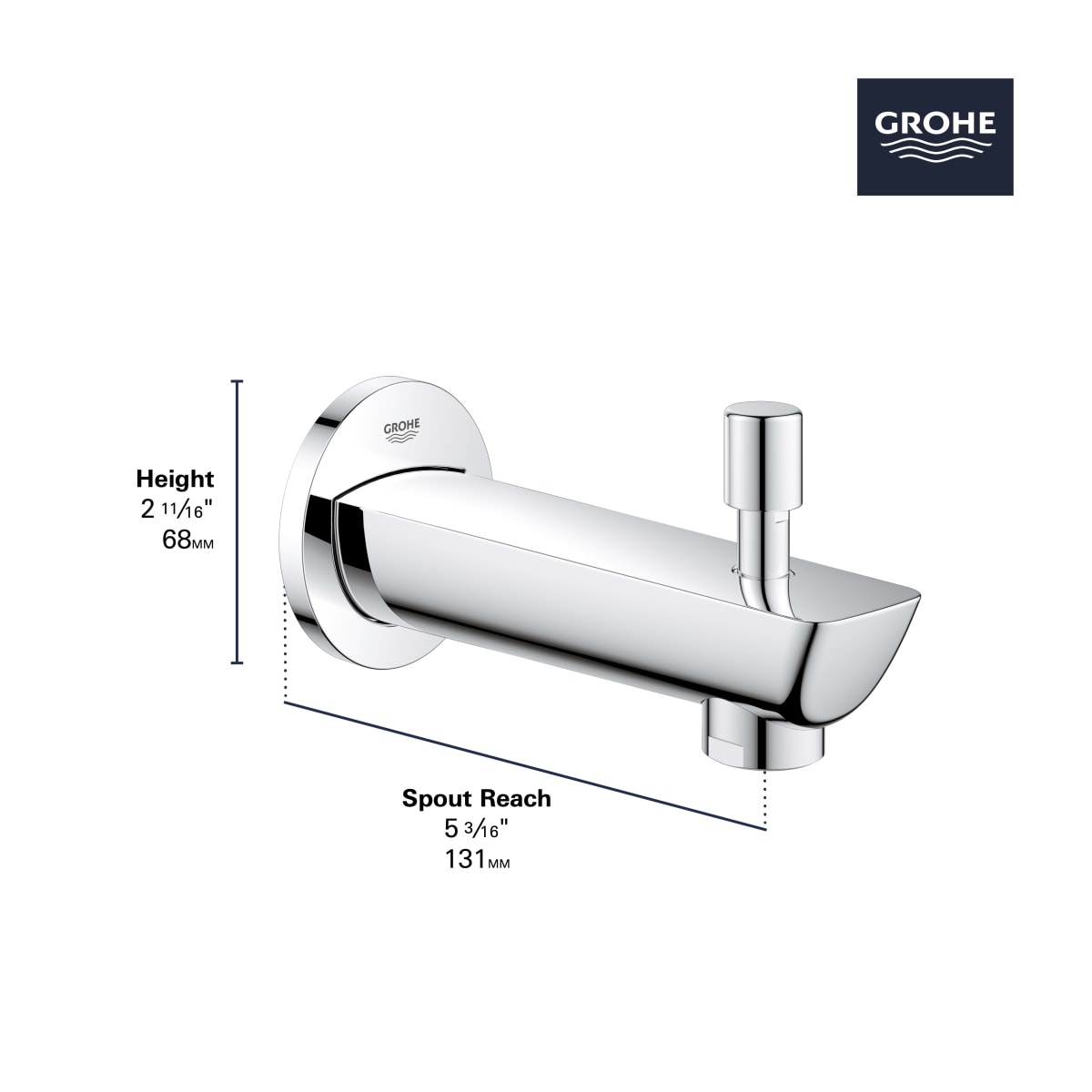 GROHE Grohe 13287001 Diverter Tub Spout in Grohe Chrome