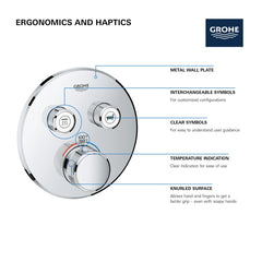 GROHE Grohe 291372430 Dual Function Thermostatic Valve Trim in Matte Black