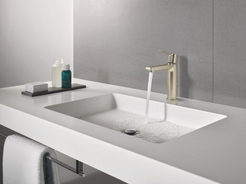 GROHE GROHE 23794ENA Lineare Single Handle Monoblock Bathroom Sink Faucet in Brushed Nickel