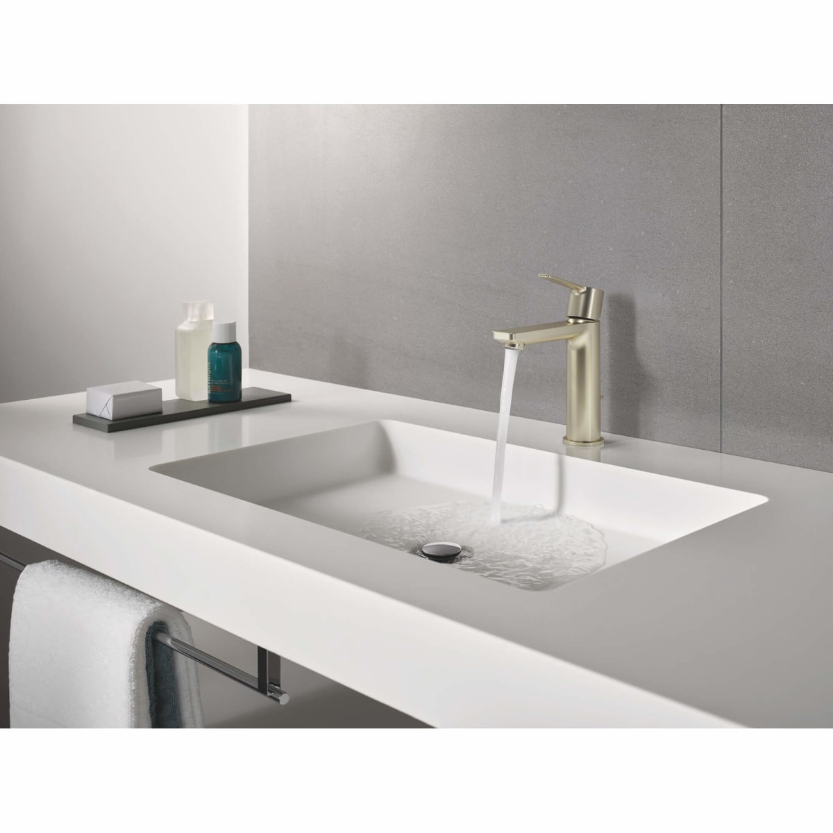 GROHE GROHE 23794ENA Lineare Single Handle Monoblock Bathroom Sink Faucet in Brushed Nickel