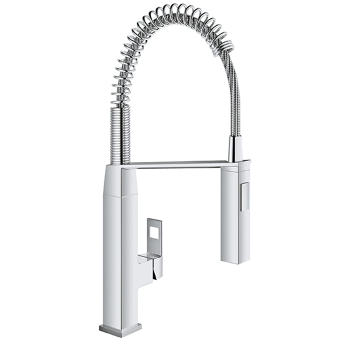 GROHE GROHE 31401000 Eurocube Single Handle Pull Down Kitchen Faucet in Starlight Chrome