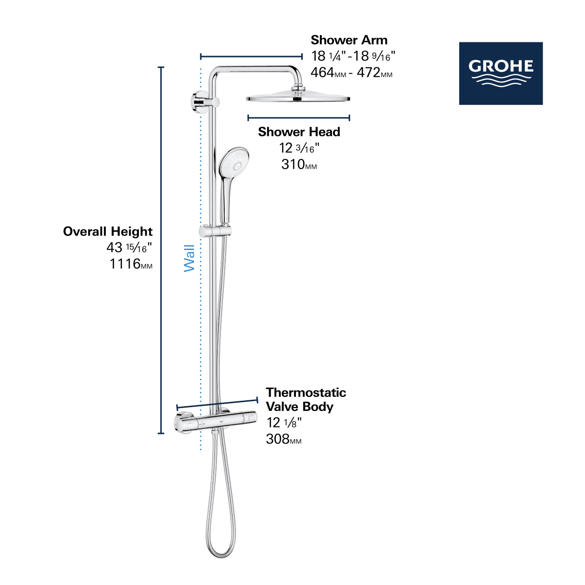GROHE GROHE 26726000 Euphoria Two Handle Multi Function Shower System in StarLight Chrome