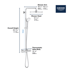 GROHE GROHE 26726000 Euphoria Two Handle Multi Function Shower System in StarLight Chrome