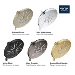 GROHE Grohe 26789EN0 Shower Head 1.75 gpm 6-1/2 in GROHE BRUSHED NICKEL