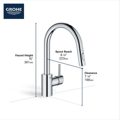 GROHE Grohe 326652433 Concetto Single-Handle Pull-Down Kitchen Faucet Dual Spray 1.75 GPM