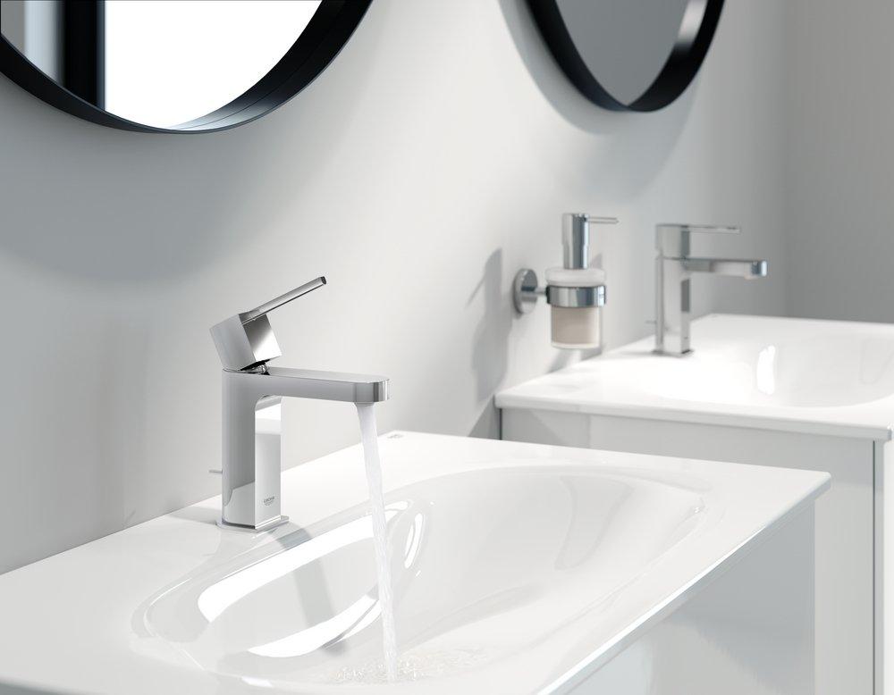 GROHE GROHE 33170003 Plus Single Handle Monoblock Bathroom Sink Faucet in Starlight Chrome